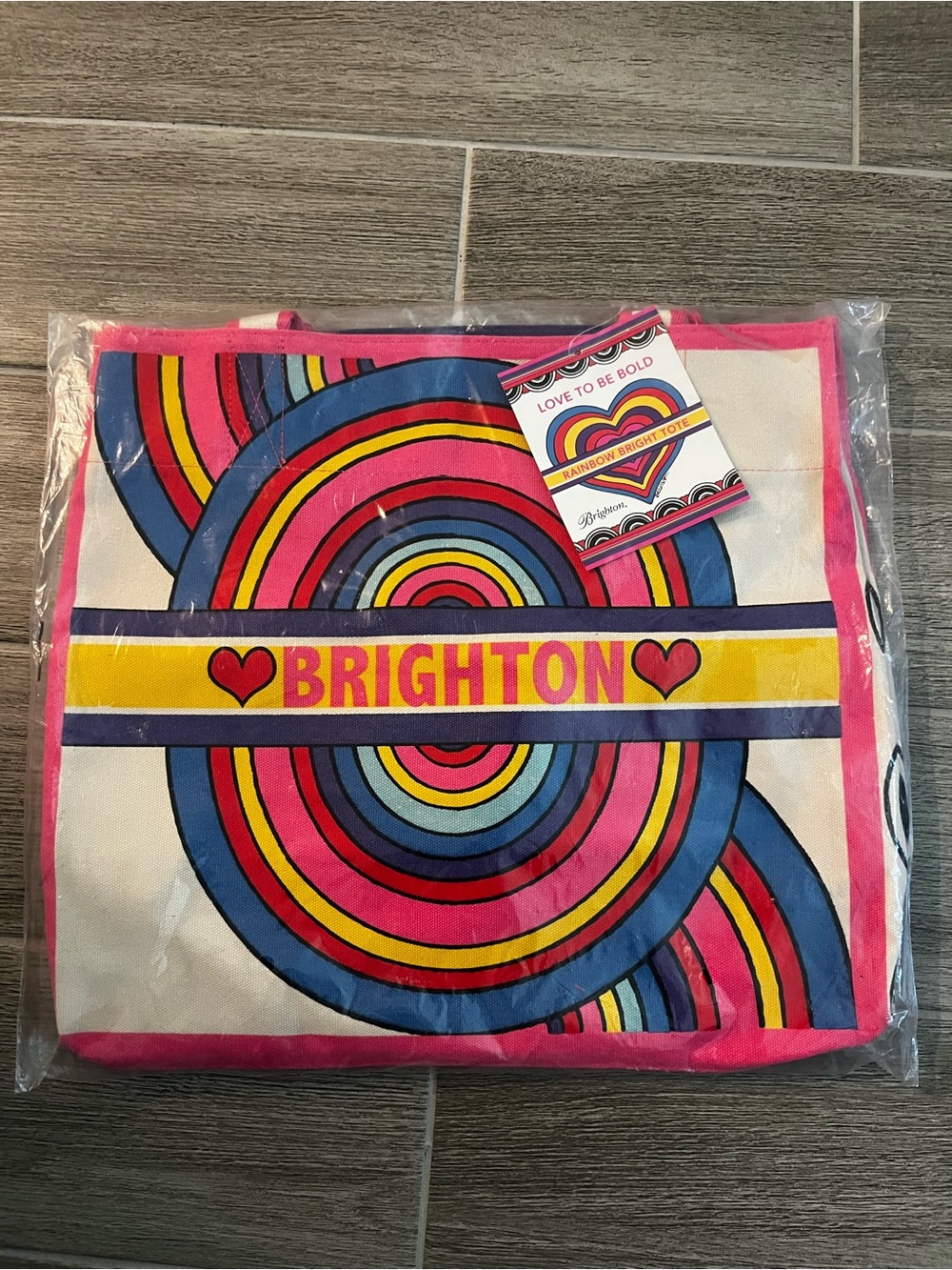 Brighton Canvas Rainbow  Tote - Pink, Blue, Yellow NEW